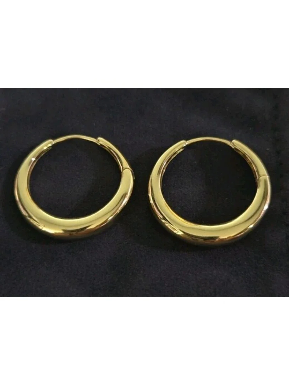 IBB CN Stamped Gold Tone Hoop Earrings 2 Pairs - 1.25 Inch - 1 Inch